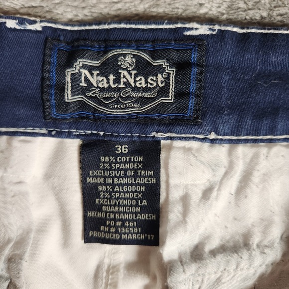 Nat Nast Shorts Men's38X10 (Tag 36) White Flat Front Cotton Cargo Casual Cream - Picture 6 of 11